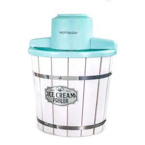 Nostalgia 4 Qt Wood Parlor Ice Cream Maker Electric Motor Easy NEW